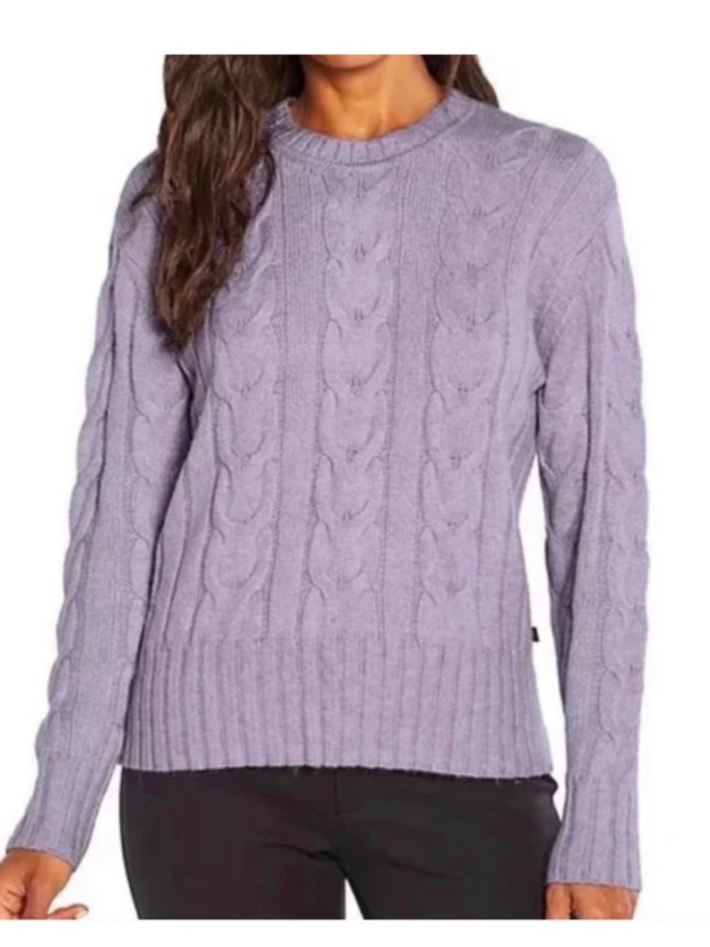 J. Crew Lavender Cable-Knit Crewneck Sweater